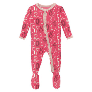 Kickee Pants Ruffle Footie Taffy Math 3T