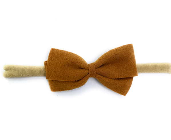 BABY WISP THALI FAUX SUEDE BOW HEADBANDS ENGLISH SADDLE