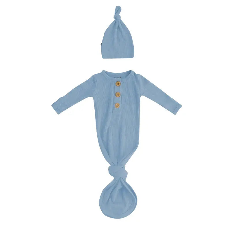 Kyte Baby Ribbed Knotted Gown & Hat Set