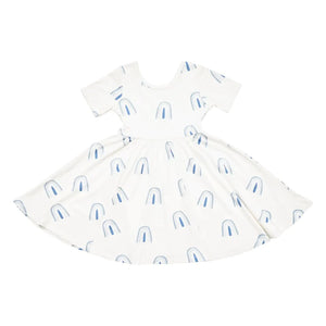 Kyte Baby Short Sleeve Twirl Dress Fog Rainbow