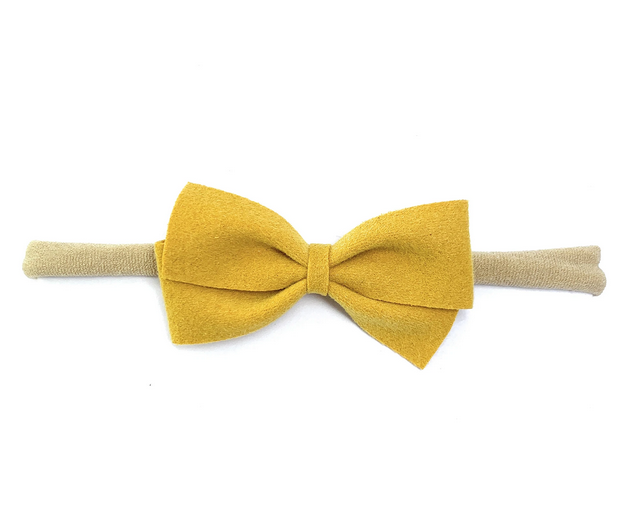 BABY WISP THALI FAUX SUEDE BOW HEADBANDS MUSTARD