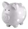 Pearhead Ceramic Piggy Bank Grey Polka Dots