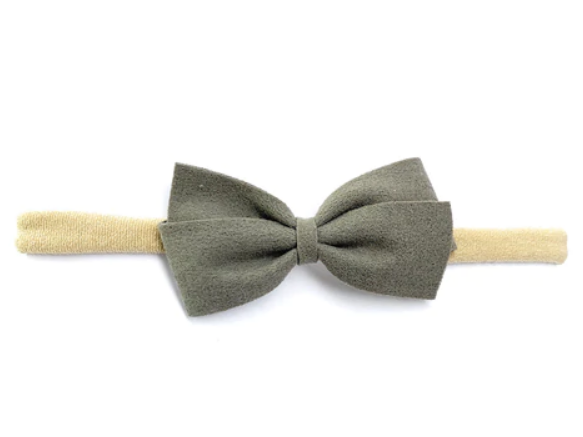 BABY WISP THALI FAUX SUEDE BOW HEADBANDS THYME