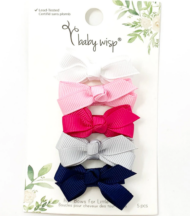 BABY WISP SNAP CLIPS 5PK CHELSEA BOWS PREP GIRL