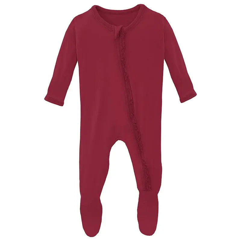 Kickee Pants Ruffle Footie Wild Strawberry 3T