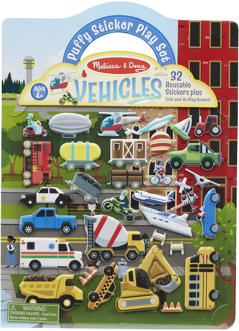 MELISSA & DOUG REUSABLE PUFFY STICKER PLAY SETS VEHICLES